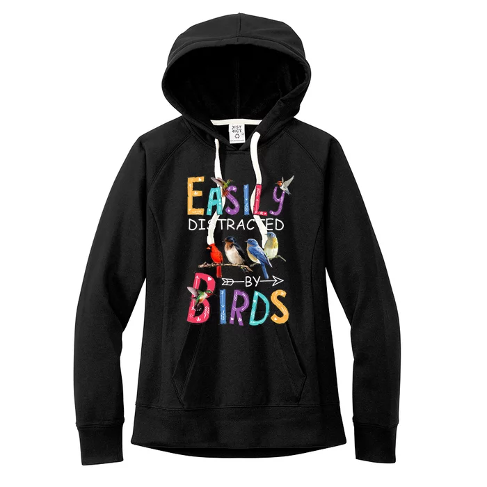 Easily DistractedBy Birds Funny Bird Women's Fleece Hoodie