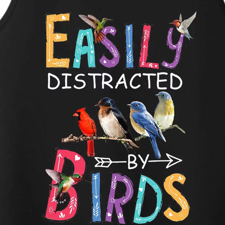 Easily DistractedBy Birds Funny Bird Performance Tank