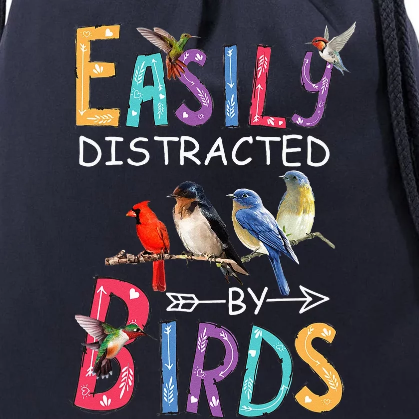 Easily DistractedBy Birds Funny Bird Drawstring Bag