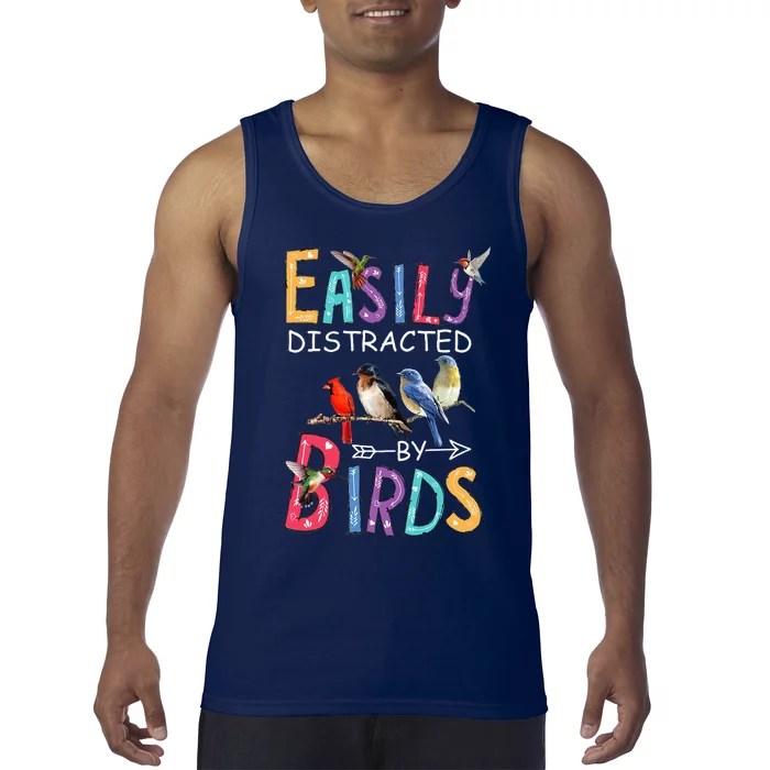 Easily DistractedBy Birds Funny Bird Tank Top