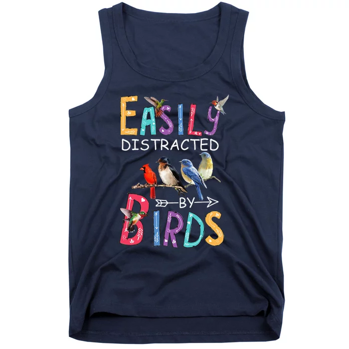 Easily DistractedBy Birds Funny Bird Tank Top