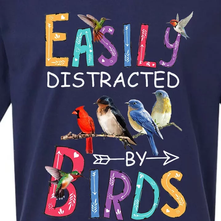 Easily DistractedBy Birds Funny Bird Sueded Cloud Jersey T-Shirt