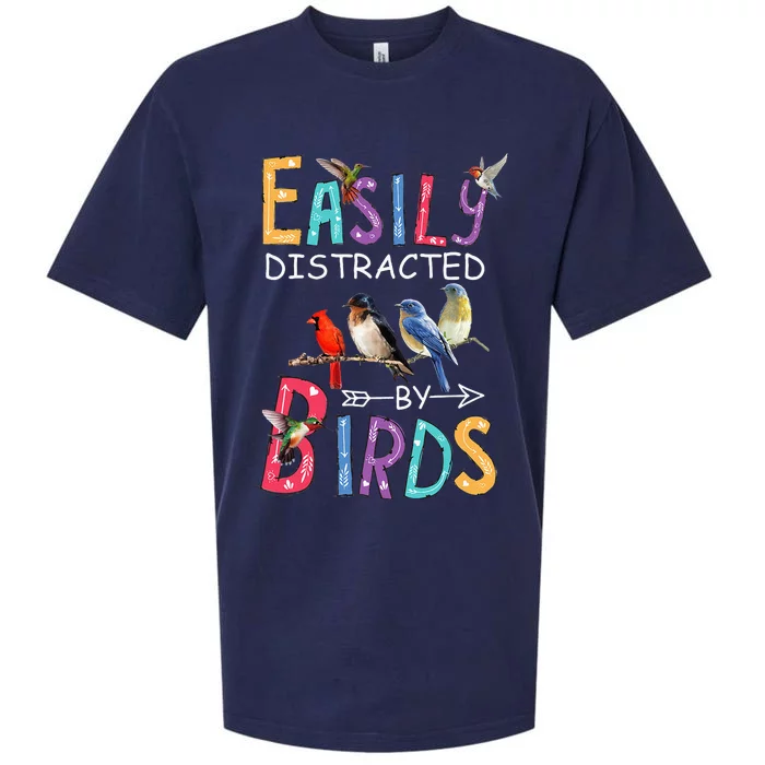 Easily DistractedBy Birds Funny Bird Sueded Cloud Jersey T-Shirt