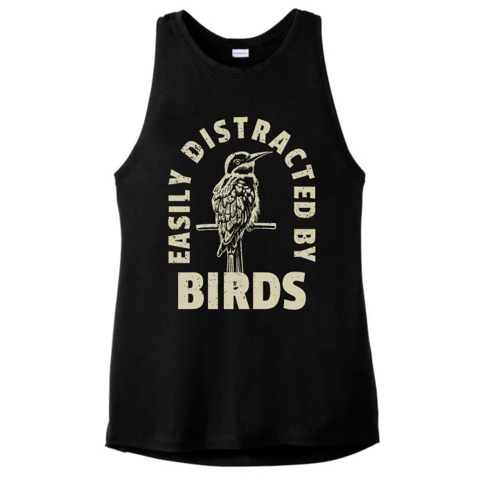 Easily Distracted By Birds Ladies Tri-Blend Wicking Tank