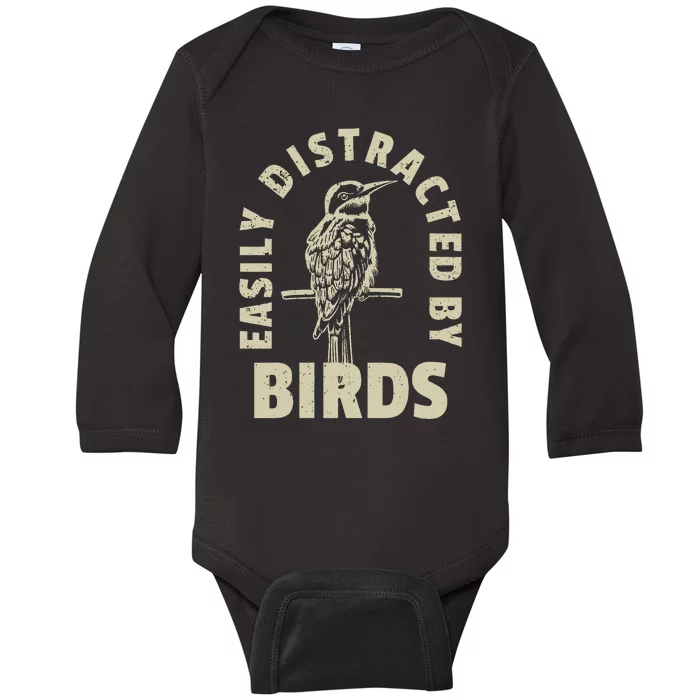 Easily Distracted By Birds Baby Long Sleeve Bodysuit