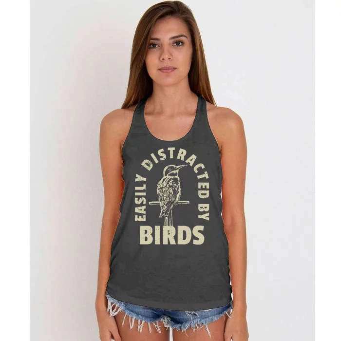 Easily Distracted By Birds Women's Knotted Racerback Tank