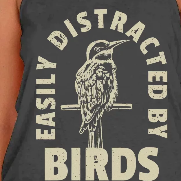 Easily Distracted By Birds Women's Knotted Racerback Tank