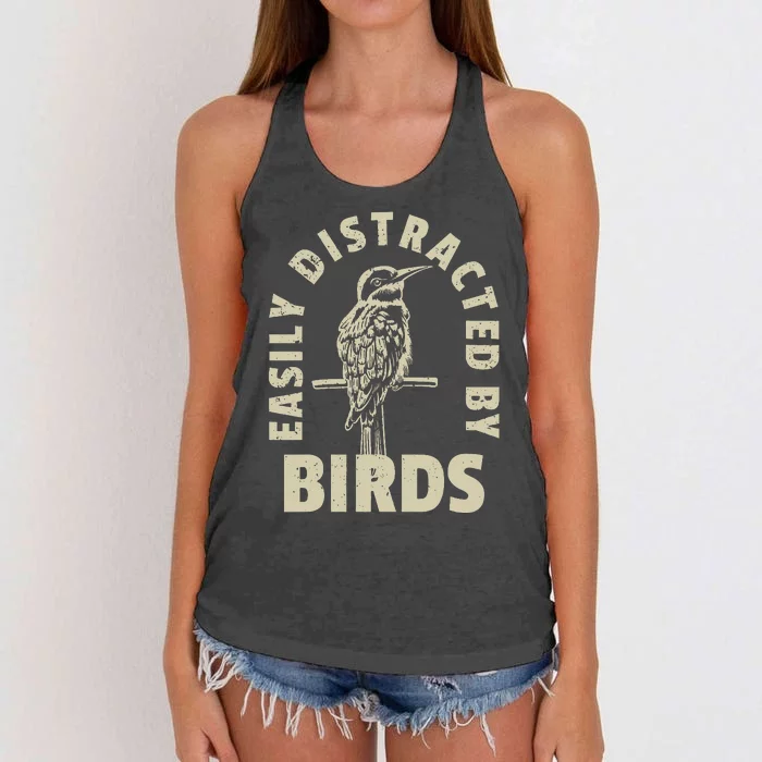 Easily Distracted By Birds Women's Knotted Racerback Tank