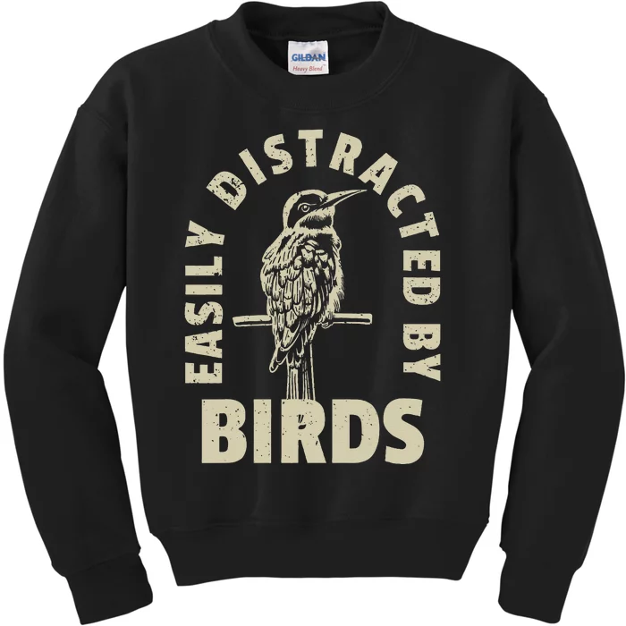 Easily Distracted By Birds Kids Sweatshirt