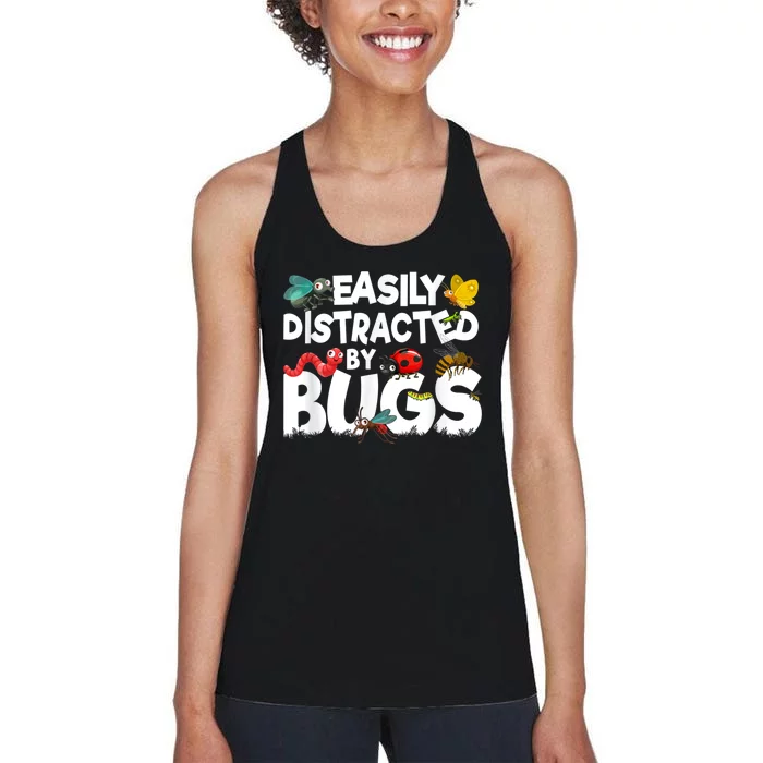 Easily Distracted By Bugs Insect Science Bug Women's Racerback Tank