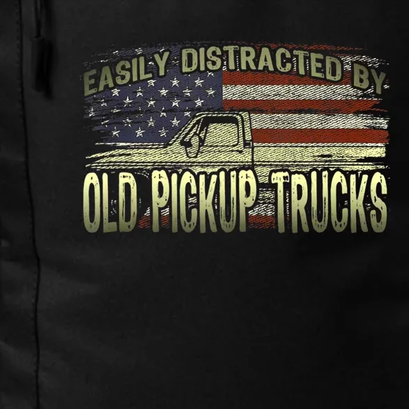 Easily Distracted By Old Pickup Trucks American Flag Truck Daily Commute Backpack