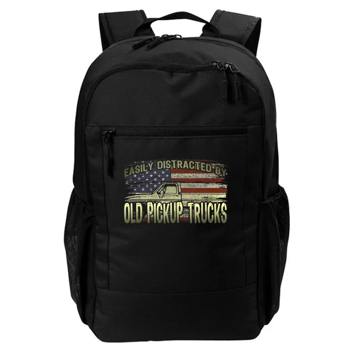 Easily Distracted By Old Pickup Trucks American Flag Truck Daily Commute Backpack