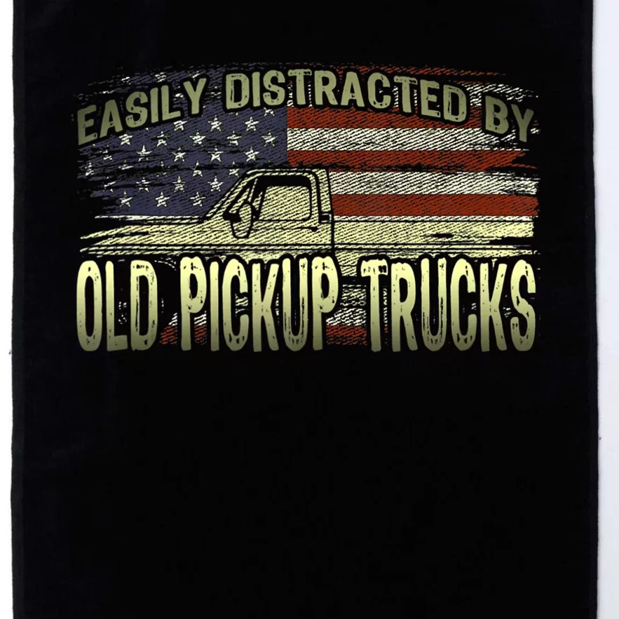 Easily Distracted By Old Pickup Trucks American Flag Truck Platinum Collection Golf Towel