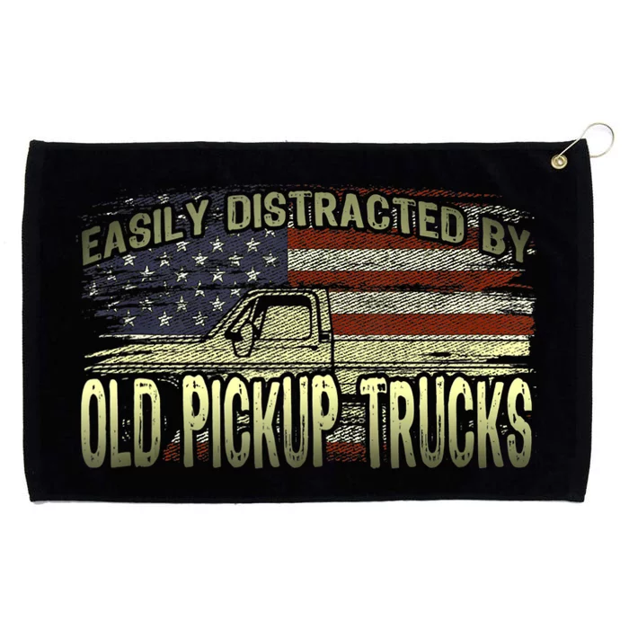 Easily Distracted By Old Pickup Trucks American Flag Truck Grommeted Golf Towel