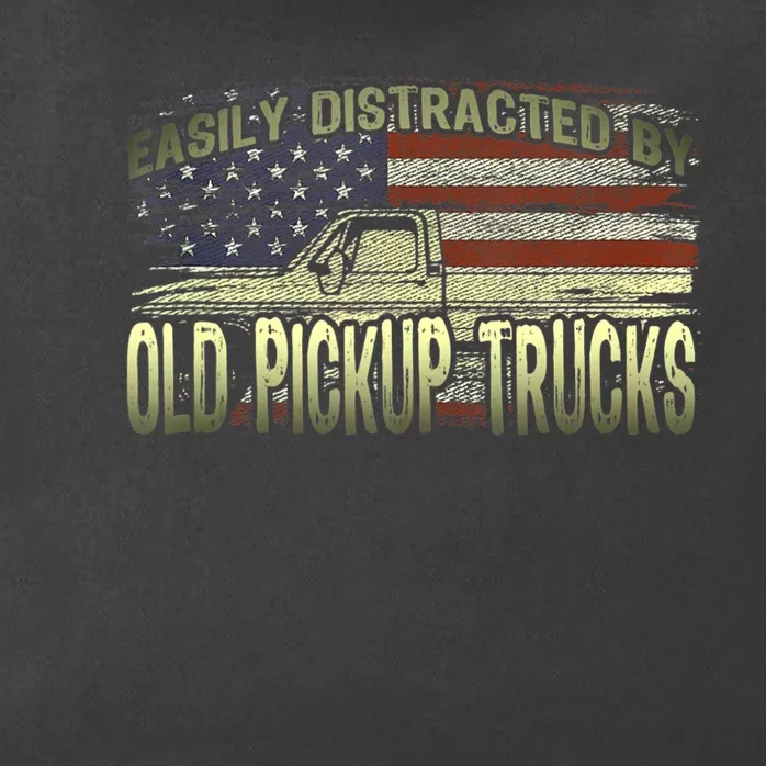 Easily Distracted By Old Pickup Trucks American Flag Truck Zip Tote Bag