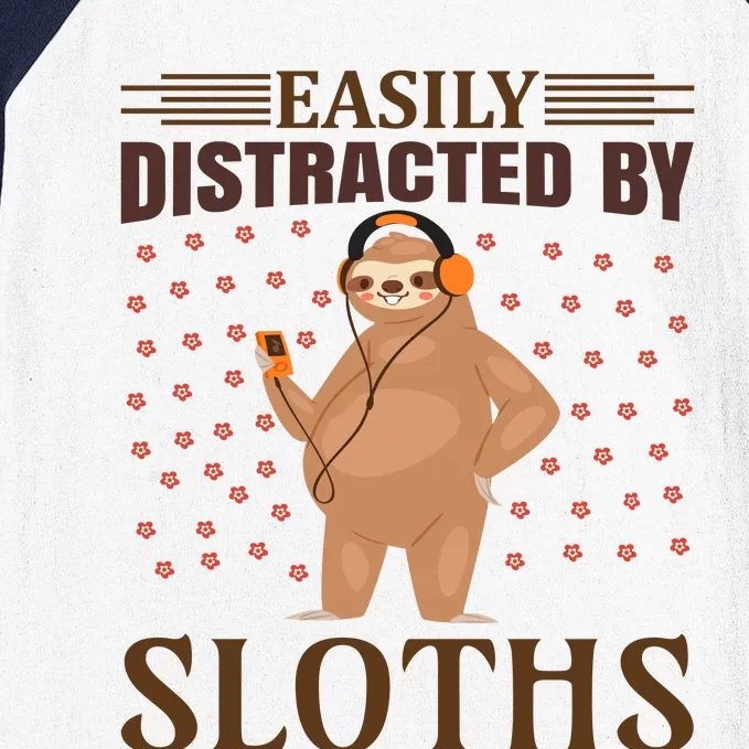 Eaisly Distracted By Sloths Baseball Sleeve Shirt