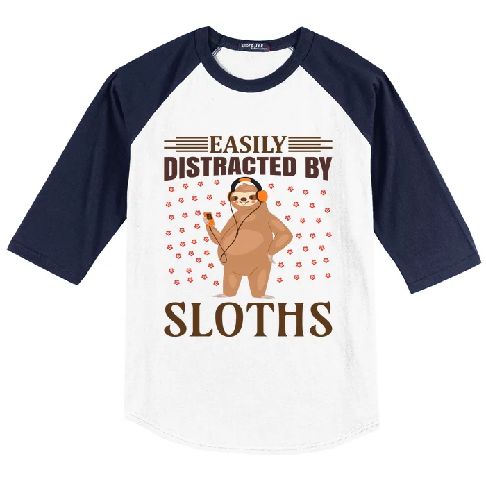 Eaisly Distracted By Sloths Baseball Sleeve Shirt