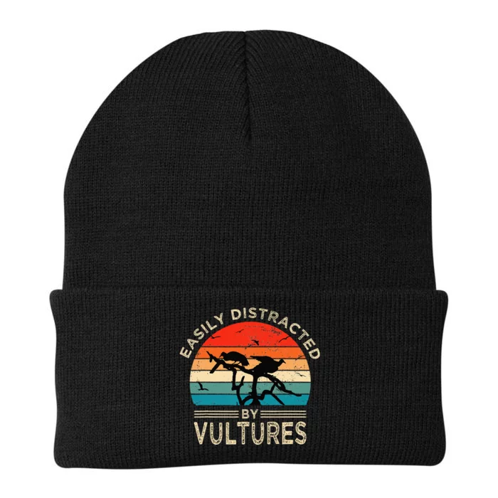 Easily Distracted By Vultures Vintage Funny Vulture Knit Cap Winter Beanie