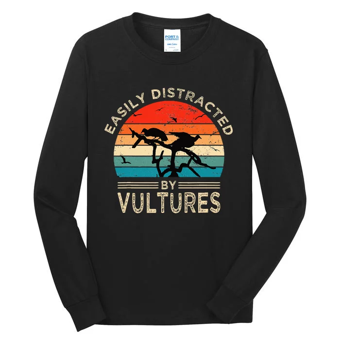 Easily Distracted By Vultures Vintage Funny Vulture Tall Long Sleeve T-Shirt