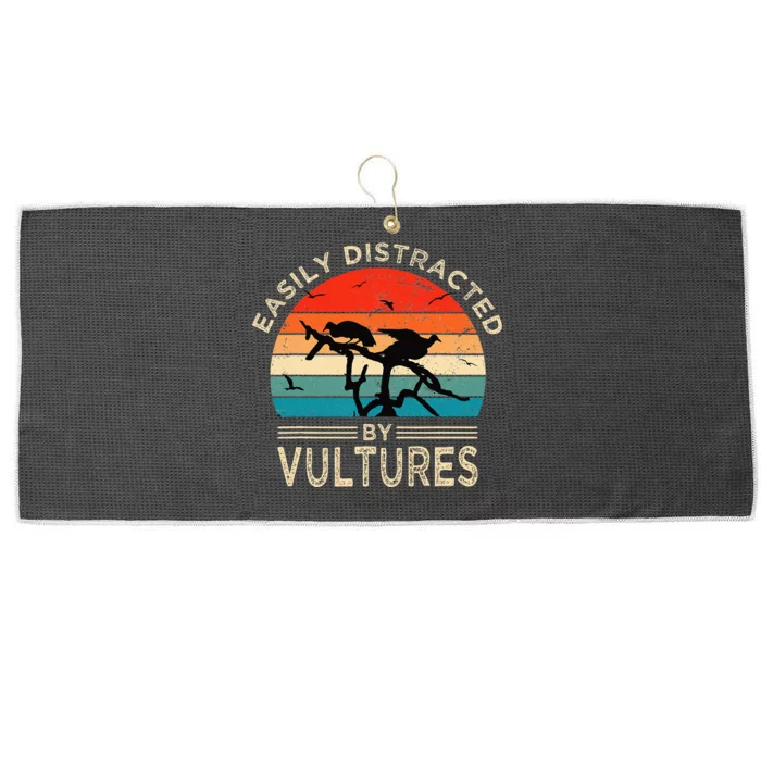 Easily Distracted By Vultures Vintage Funny Vulture Large Microfiber Waffle Golf Towel