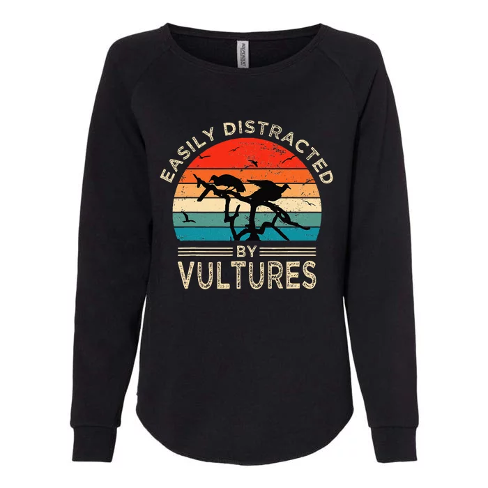 Easily Distracted By Vultures Vintage Funny Vulture Womens California Wash Sweatshirt