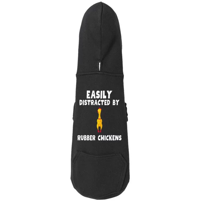 Easily Distracted By Rubber Chickens Doggie 3-End Fleece Hoodie