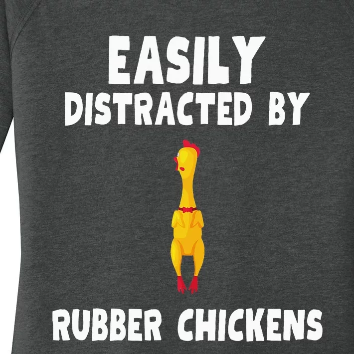 Easily Distracted By Rubber Chickens Women's Perfect Tri Tunic Long Sleeve Shirt