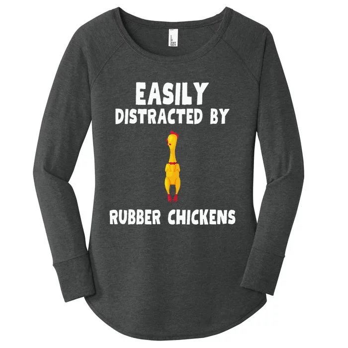 Easily Distracted By Rubber Chickens Women's Perfect Tri Tunic Long Sleeve Shirt