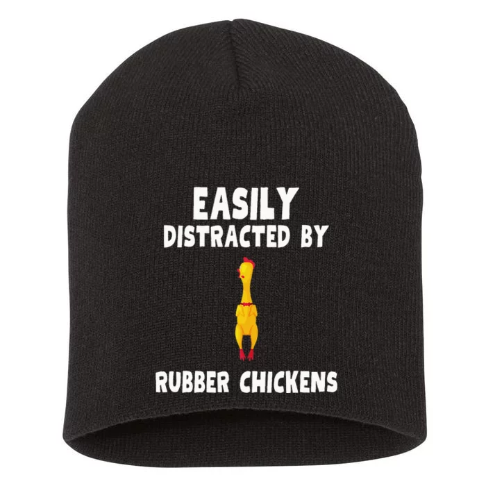 Easily Distracted By Rubber Chickens Short Acrylic Beanie