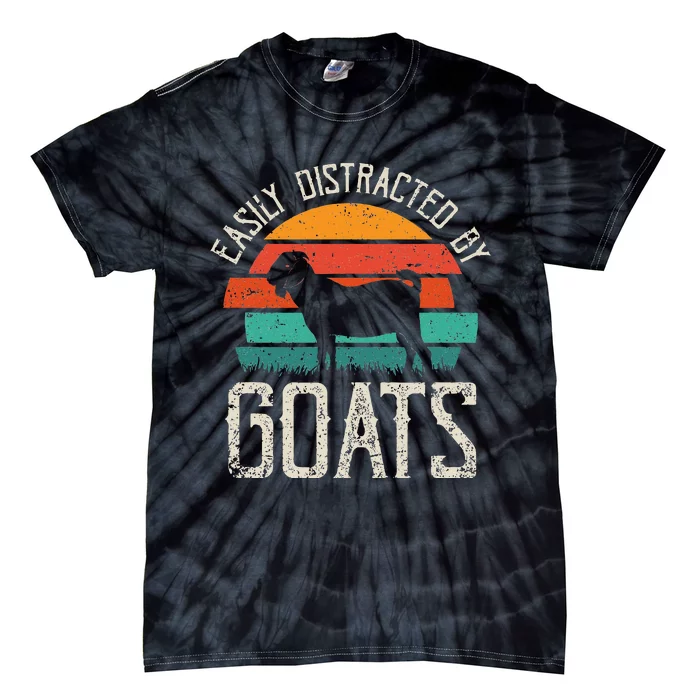 Easily Distracted By Goats Funny Jokes Sarcastic Tie-Dye T-Shirt