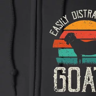 Easily Distracted By Goats Funny Jokes Sarcastic Full Zip Hoodie