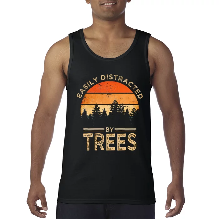 Easily Distracted By Trees Vintage Funny Tree Tank Top