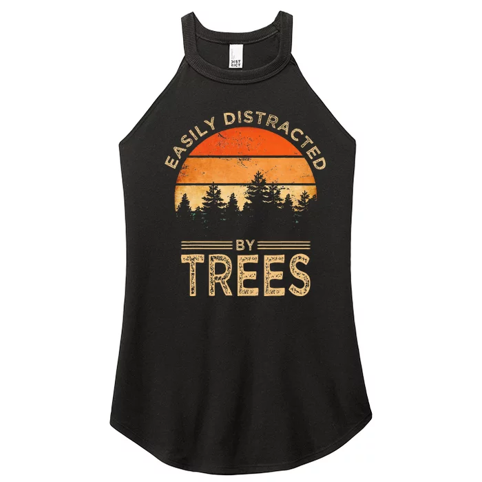 Easily Distracted By Trees Vintage Funny Tree Women’s Perfect Tri Rocker Tank