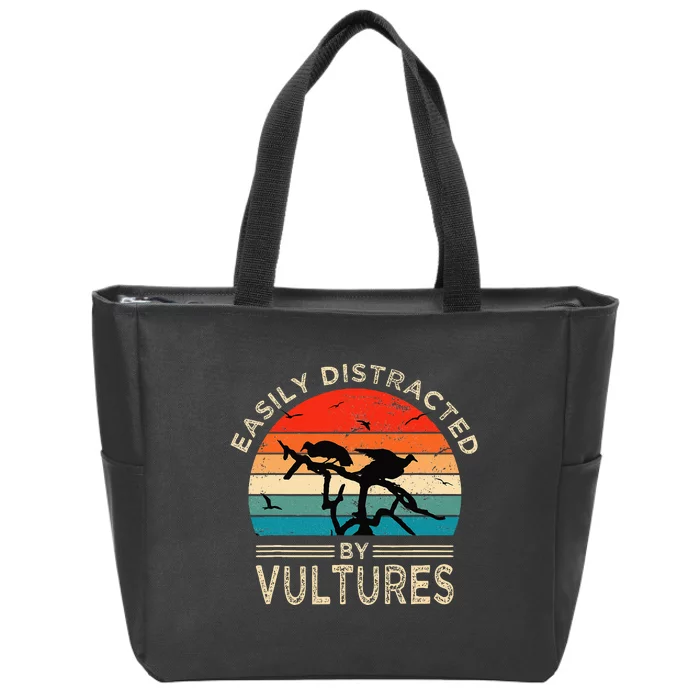 Easily Distracted By Vultures Vintage Funny Vulture Zip Tote Bag