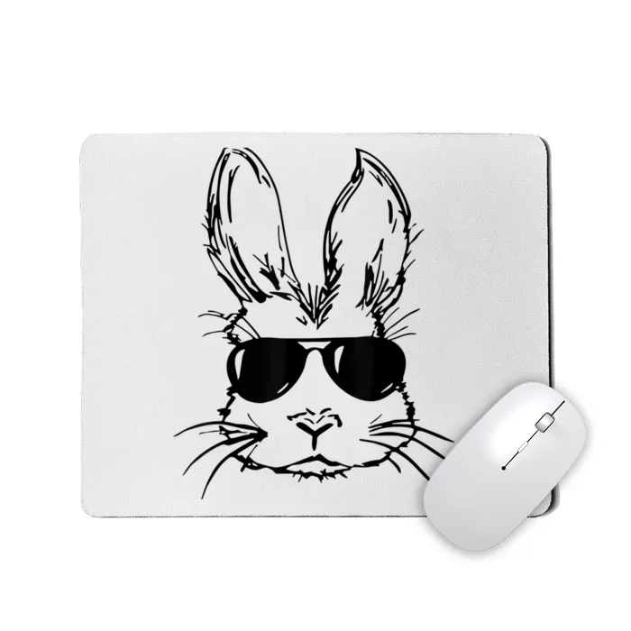 Easter Day Bunny Face With Sunglasses  Boy Kid Easter Mousepad