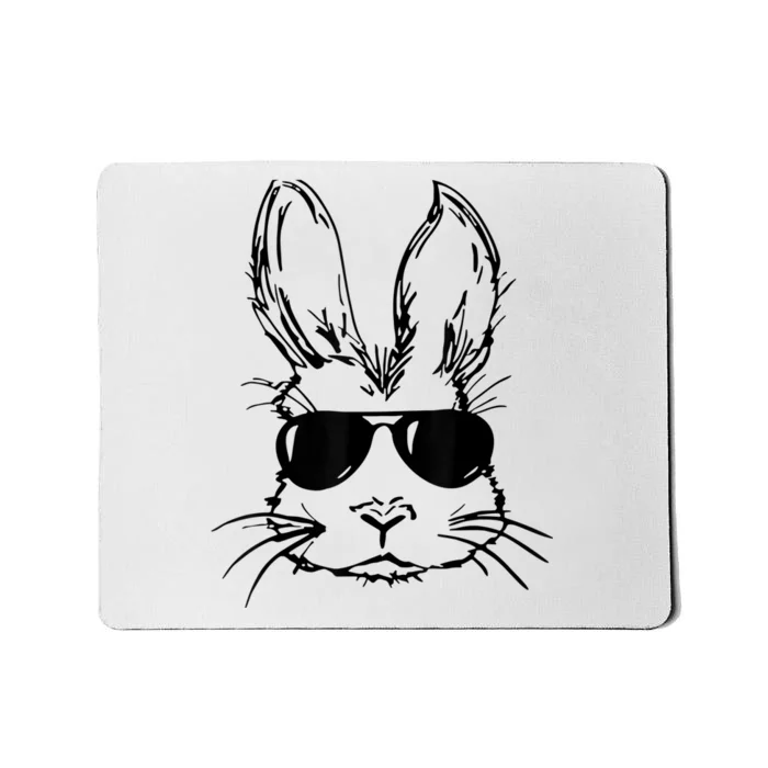 Easter Day Bunny Face With Sunglasses  Boy Kid Easter Mousepad