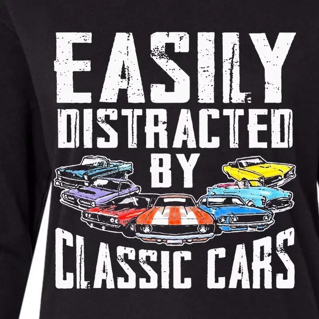 Easily Distracted By Classic Cars Womens Cotton Relaxed Long Sleeve T-Shirt