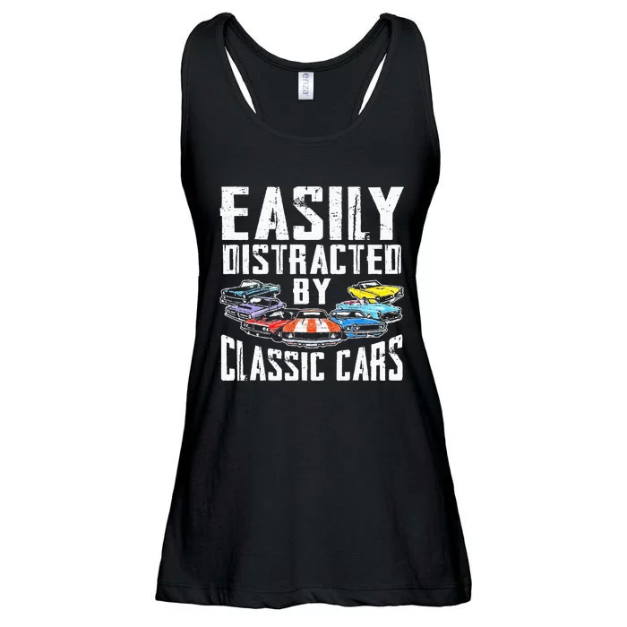 Easily Distracted By Classic Cars Ladies Essential Flowy Tank