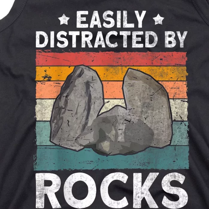 Easily Distracted By Rocks Collector Mineral Retro Geologist Tank Top