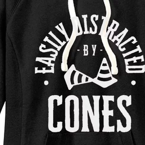 Easily Distracted By Cones – Funny Autox Autocross Racing Women's Fleece Hoodie