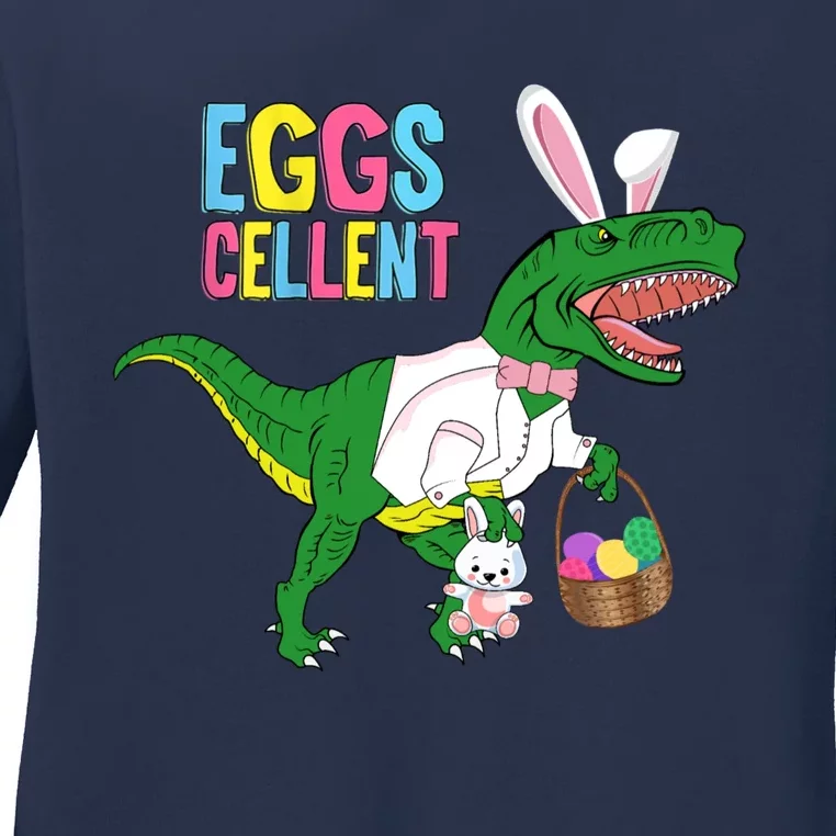 Easter Dinosaur Bunny T Rex Eggs Cellent Ladies Long Sleeve Shirt