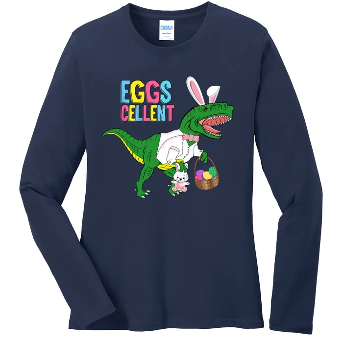 Easter Dinosaur Bunny T Rex Eggs Cellent Ladies Long Sleeve Shirt