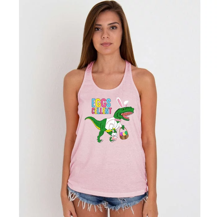 Easter Dinosaur Bunny T Rex Eggs Cellent Women's Knotted Racerback Tank