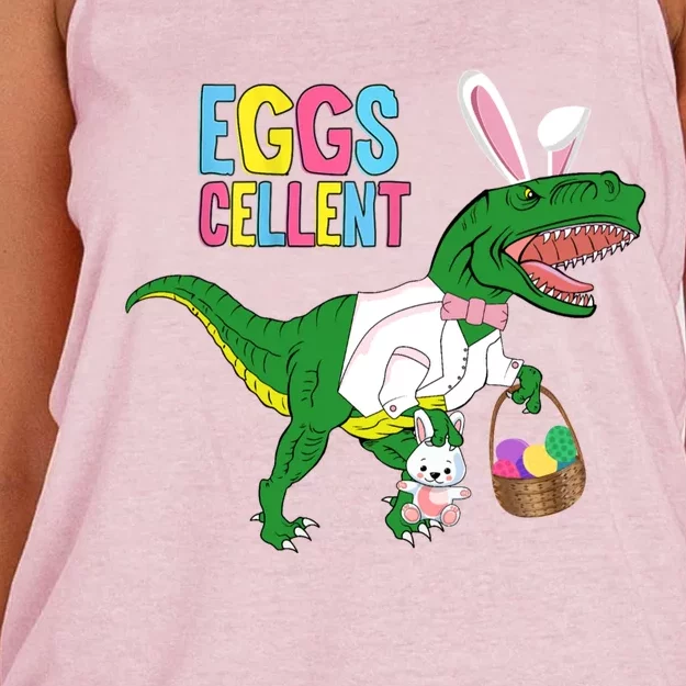 Easter Dinosaur Bunny T Rex Eggs Cellent Women's Knotted Racerback Tank