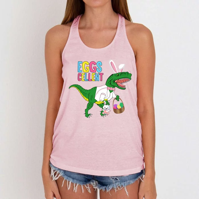 Easter Dinosaur Bunny T Rex Eggs Cellent Women's Knotted Racerback Tank