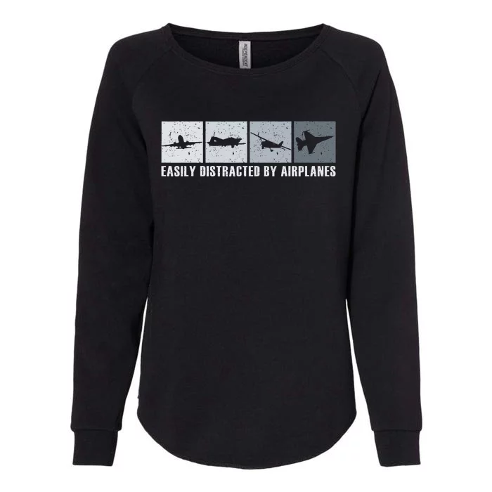 Easily Distracted By Airplanes Aviation Pilot Airplane Womens California Wash Sweatshirt