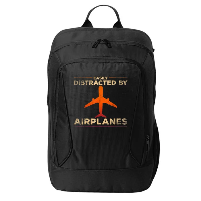 Easily Distracted By Airplanes Airplane Lover Aviation City Backpack