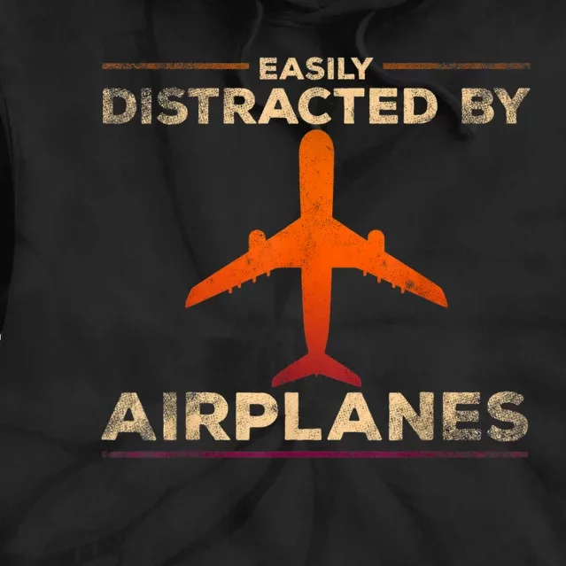 Easily Distracted By Airplanes Airplane Lover Aviation Tie Dye Hoodie