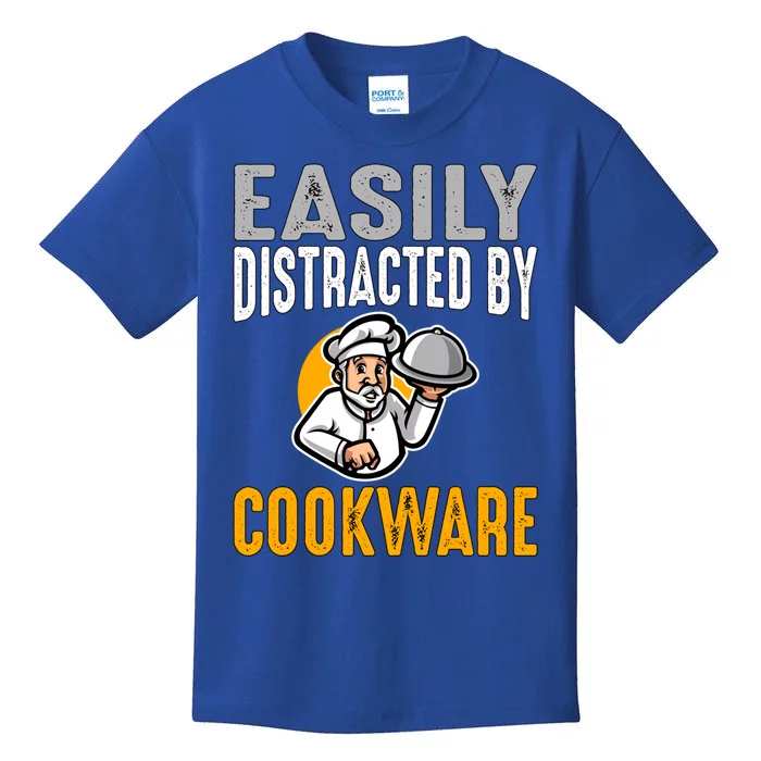 Easily Distracted By Cookware Funny Chef And Cook Gift Kids T-Shirt