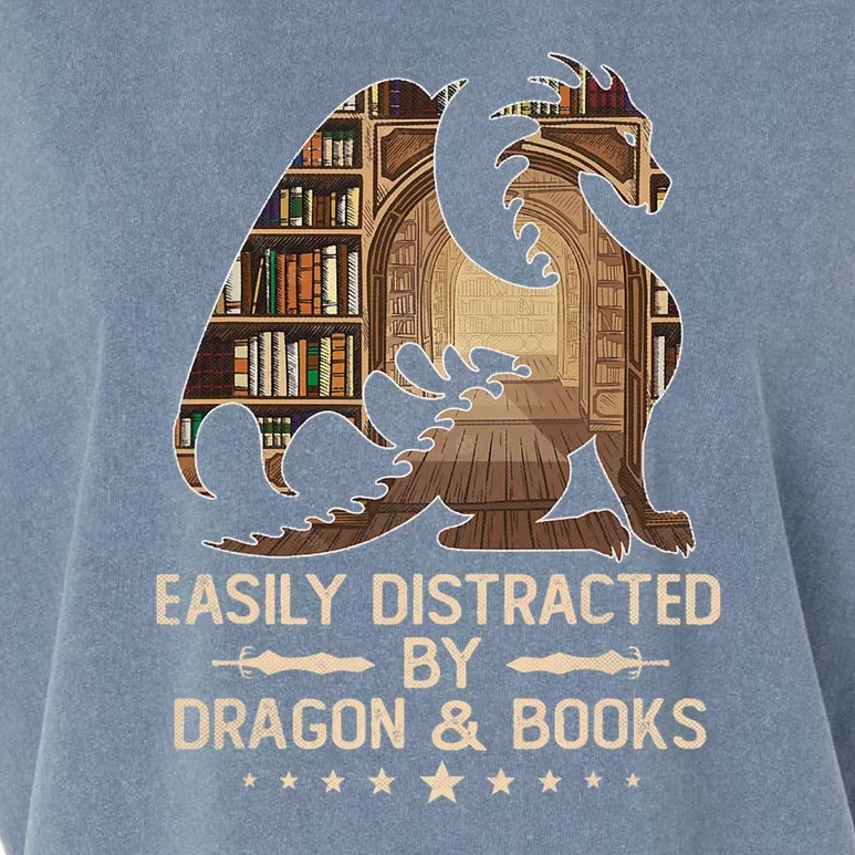 Easily Distracted By Dragons And Books Garment-Dyed Women's Muscle Tee